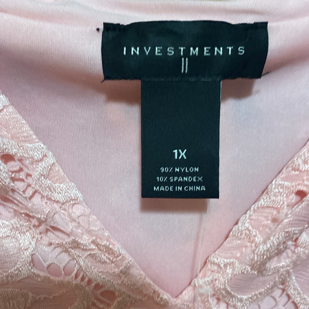 NWT Investments Lined pink lace blouse top 1x - Picture 4 of 5